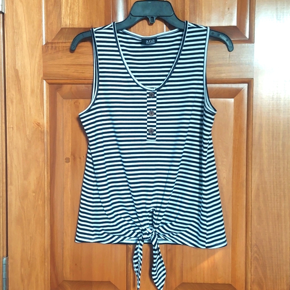 a.n.a A New Approach Sleeveless Striped Front Tie Tank Top, Size Small, Like New